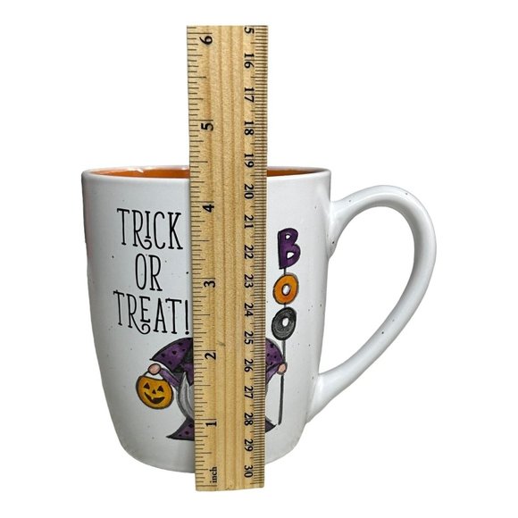 Cobwebs & Cauldrons TRICK OR TREAT Bearded GNOME & PUMPKIN 16 oz Coffee Mug - Picture 7 of 8
